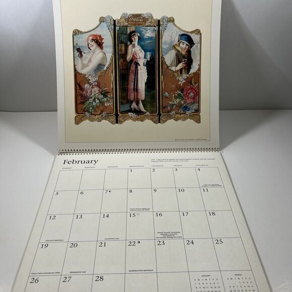 Coca Cola Calendar with Vintage Ads Retro Advertising Images 1995 Spiral Bound - Picture 2 of 8